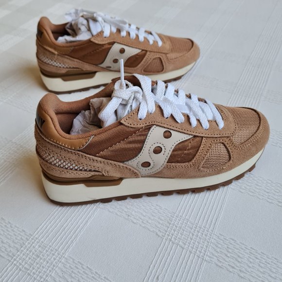 Saucony Shadow Original Vintage Brown Tan Sneakers Running Walking Shoes 7 - Picture 6 of 7